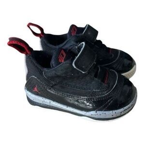 Jordan Infant Boy Black Patent Leather Sneakers Size 4C Red Jump Man Logo
